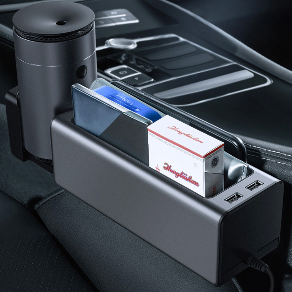 [차량용컵홀더] 차량용 듀얼 USB 사이드포켓 수납함 틈새수납